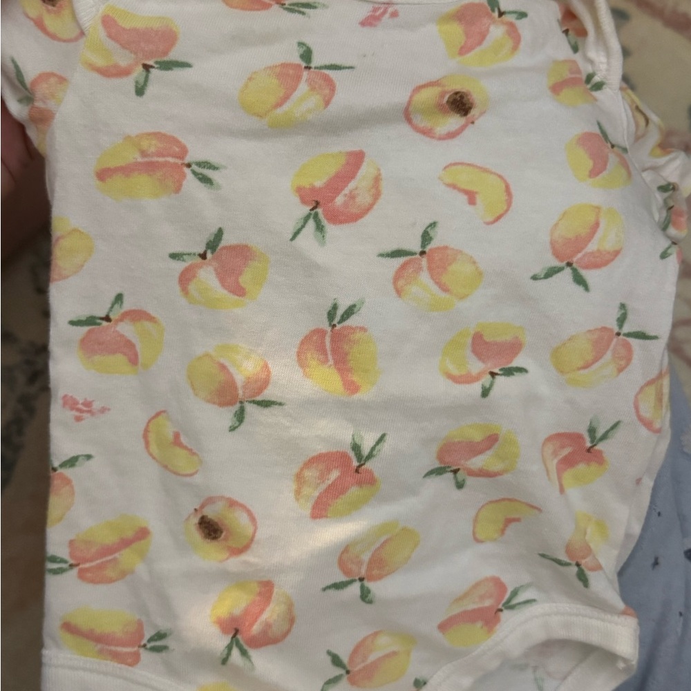 Peach & Carousel Print Baby Onesies